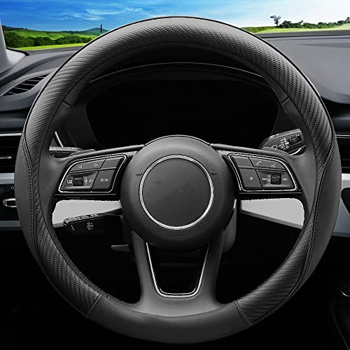 Soft Microfiber Leather Anti-Slip Car Steering Wheel Cover, Universal Fit 15 Inch for Women Girls, Fit Vehicles, Sedans, SUVS, Vans, Trucks - Black - color: E-Black