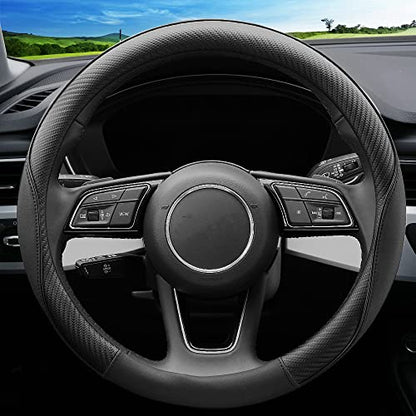 Soft Microfiber Leather Anti-Slip Car Steering Wheel Cover, Universal Fit 15 Inch for Women Girls, Fit Vehicles, Sedans, SUVS, Vans, Trucks - Black - color: E-Black