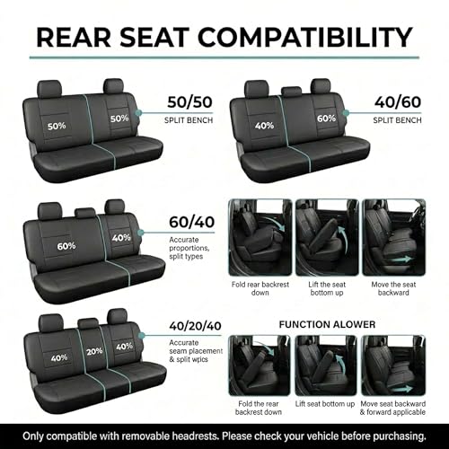 FH Group Universal Car Seat Covers Full Set for SUV Truck Sedan Vans | 3D Textured Breathable Fabric Seat Cover Set with Airbag Compatible Split Bench Protector Interior Upgrade - Gray/Black