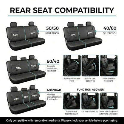 FH Group Universal Car Seat Covers Full Set for SUV Truck Sedan Vans | 3D Textured Breathable Fabric Seat Cover Set with Airbag Compatible Split Bench Protector Interior Upgrade - Gray/Black
