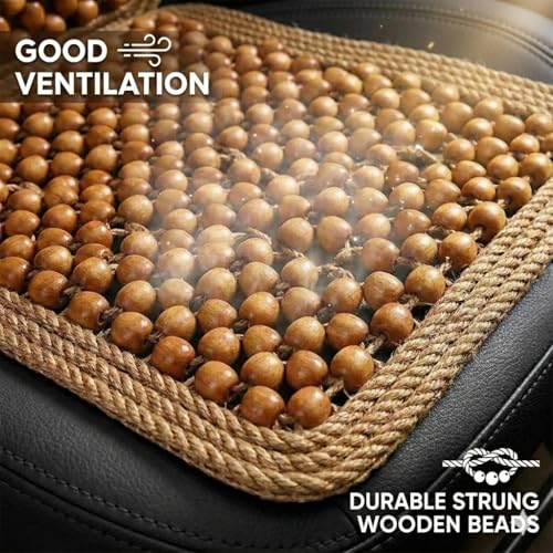 Wooden Beaded Car Seat Cover, Cooling Car Seat Cover Natural Double Strung, Massage Cushion Comfortable Beaded Seat Covers for Cars, Home and Office Car Seat Beads for Driving - size: 1-Pack