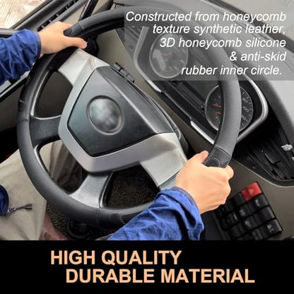 PINCTROT XL Size 17.5-18 Inch Comfy Grip Steering Wheel Cover for Semi Truck, Fits RV, Big Rig Trucker, 18 Wheeler and Classic Cars, Anti-Slip Design 17.5-18 Inch(Silicone Black) - color: 1.Black, size: Extra Large Size[17 1/2''-18'']