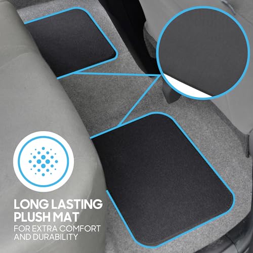 BDK MT-100-CC Classic Carpet Mats for Car SUV Van and Truck-Universal Fit Front and Rear Floor Protection with Heelpad (Gray Charcoal), Black - color: Black