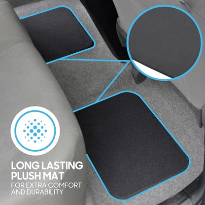 BDK MT-100-CC Classic Carpet Mats for Car SUV Van and Truck-Universal Fit Front and Rear Floor Protection with Heelpad (Gray Charcoal), Black - color: Black