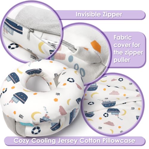Kids Neck Pillow for Travel Airplane Car, Ergonomic Neck Wrap Support Pillow, Cute Pillowcase(Sailship) - color: Sailfun