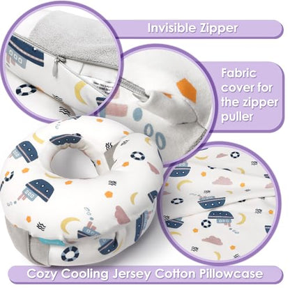 Kids Neck Pillow for Travel Airplane Car, Ergonomic Neck Wrap Support Pillow, Cute Pillowcase(Sailship) - color: Sailfun