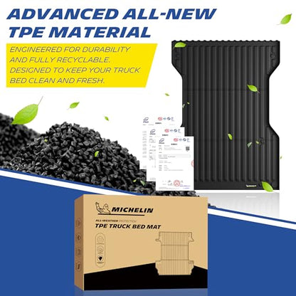 MICHELIN Truck Bed Mat for 2005-2023 Toyota Tacoma - 6 FT / 73" Long Bed (Not Fit Drop-in Liners), All-Weather Truck Bed Liner, Custom Fit, Durable TPE Bedliner, Non-Slip - size: 1) Tacoma | 05-23 | 6 FT