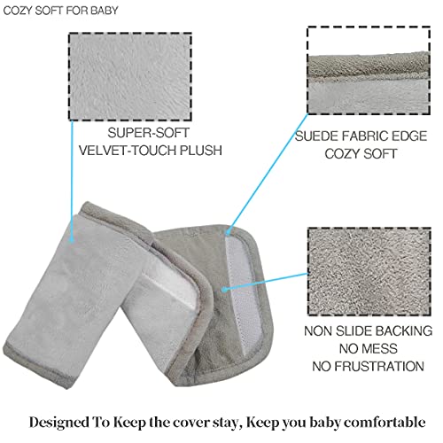 Car Seat Strap Covers for Baby Kids, Seat Belt Covers Strap Pads Cushion for boy Girl, Protect Neck and Shoulder rubbing, Anti-Slip Design, Universal for Stroller/Carrier/Pushchair Grey - color: Solid Grey