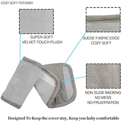 Car Seat Strap Covers for Baby Kids, Seat Belt Covers Strap Pads Cushion for boy Girl, Protect Neck and Shoulder rubbing, Anti-Slip Design, Universal for Stroller/Carrier/Pushchair Grey - color: Solid Grey