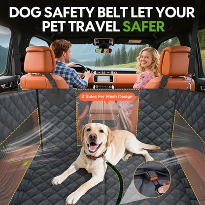 Dog Car Seat for Large Dogs — Hard Bottom Back Seat Extender for Dogs Supports 110lbs — Half Size Dog Car Hammock Passenger Friendly Waterproof PU Leather Pet Travel Bed for SUV Truck & Vehicle