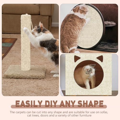 Cat Scratch Furniture Protector for Couch, Wall & Door Guard, Trimmable Self-Adhesive Scratch Pad, DIY Climbing Mat, Deterrent, Scratching Post Replacement (118''x15.8'', Khaki)