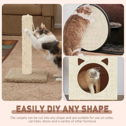 Cat Scratch Furniture Protector for Couch, Wall & Door Guard, Trimmable Self-Adhesive Scratch Pad, DIY Climbing Mat, Deterrent, Scratching Post Replacement (118''x15.8'', Khaki)