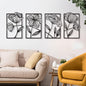 KOYILTD 4 Pcs Black Metal Wall Art Metal Flowers Wall Art Black Minimalist Line Art Wall Decor Room Decor Aesthetic Modern House Decor for Living Room Bedroom Bathroom Kitchen (Elegant)