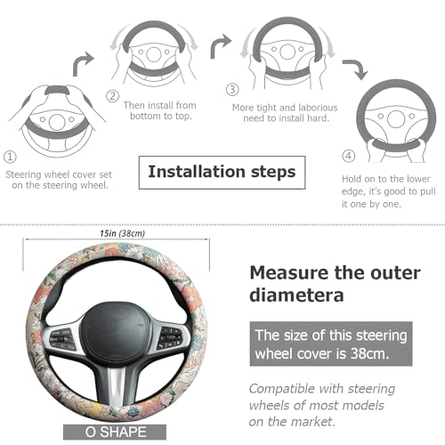 White Rabbit Mushroom Steering Wheel Cover Auto Jacquard Steering Wheel Protector, Anti-Slip, Breathable, Absorbing Sweat, Universal Mushroom Car Accessories 14.5–15 inch,Fit for Most Car, Trucks, SUV - style: White Rabbit Mushroom JQ