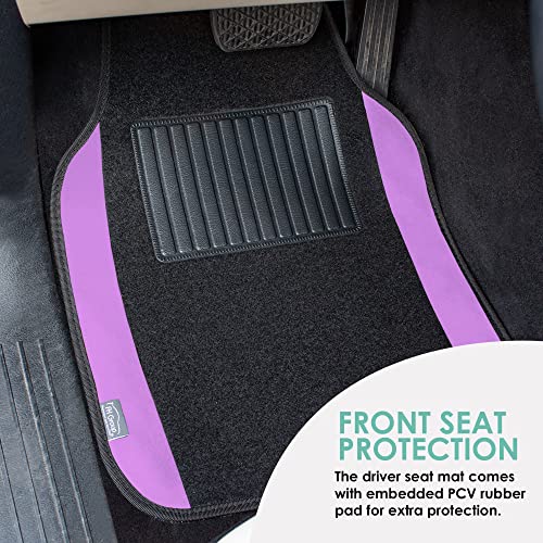 FH Group Automotive Floor Mats – Universal Fit Premium Carpet Car Mats with Driver Heel Pad, Full Set for Cars, SUVs & Trucks - Purple - color: Purple