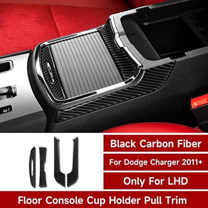 for 2011-2023 Dodge Charger / 2015-2023 Chrysler 300 Accessories Center Armrest Box Cover Decals Carbon Fiber Stickers - color: 4pcs Armrest Storage Box