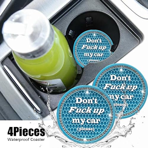 Car Cup Coaster 4Pack,Bling Car Accessories Interior,Universal Car Cup Holder Coaster,Auto Cup Mats,Car Cup Holder Insert Coasters(Blue,4PC) - color: Blue-4pc