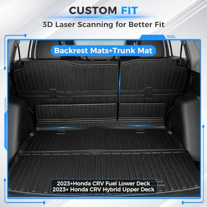 Cargo Mat Fit for Honda CR-V & CR-V Hybrid 2023–2026, Upper Deck Trunk Liner with Back Seat Backrest Mats, All-Weather Cargo Floor Protector, Fit for Honda CRV Accessories - size: Fit for Honda CR-V