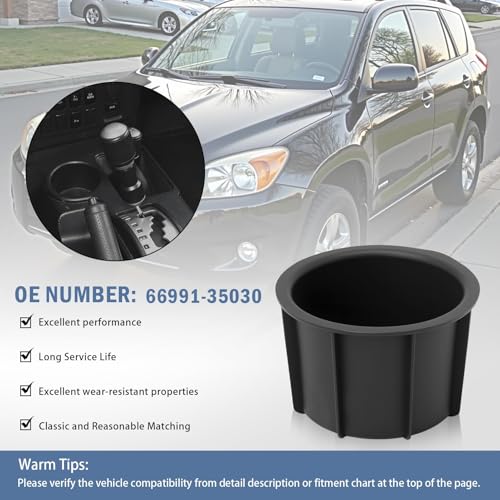 Front Console Cup Holder Insert Fit for 4RUNNER 2010-2021 Replace 66991-35030 1Pc Black,Easy to Install