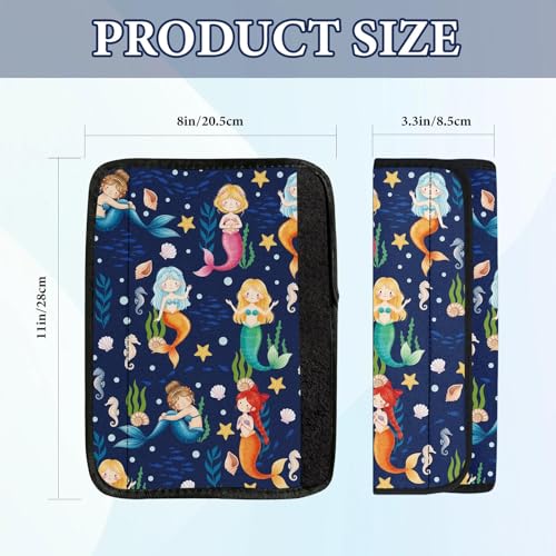 2 Pcs Seat Belt Cover for Kids, Mermaid Car Seat Strap Pads for Children, Soft Car Seat Belt Cushion Pads for Girls Women Babies Adults - color: Mermaid