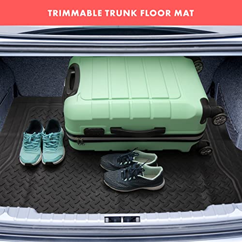VaygWay Heavy Duty Cargo Liner Trunk Floor Mat – All Weather Trunk Protection Floor Mat - Black Rubber Trimmable Durable Cargo Auto Mat – Universal Fit Car SUV Truck Auto - style: Cargo Floor Mat