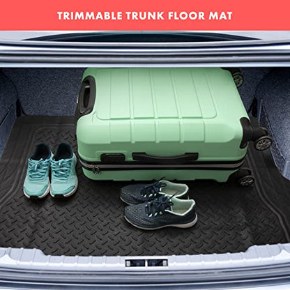VaygWay Heavy Duty Cargo Liner Trunk Floor Mat – All Weather Trunk Protection Floor Mat - Black Rubber Trimmable Durable Cargo Auto Mat – Universal Fit Car SUV Truck Auto - style: Cargo Floor Mat