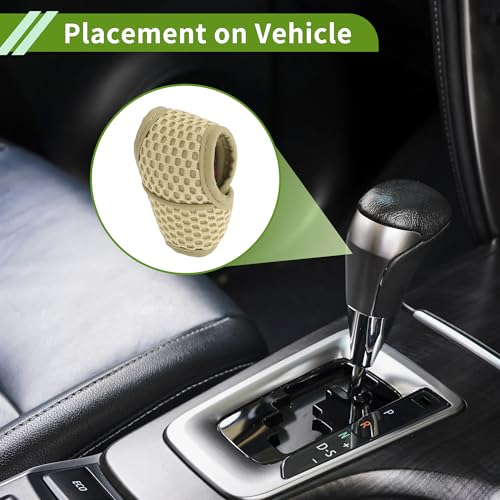 Universal Gear Shift Knob Cover Stick Shifting Handle Protector Automotive Manual Fabric 1 Pcs Anti-Slip Beige - color: Beige