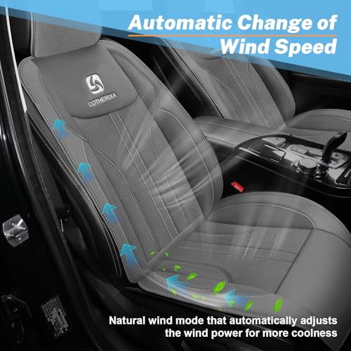 Cooling Car Seat Cover with 2 Powerful Turbo Fans，12V-24V Ventilated Cooling Car Seat Cushion，3-Speed Adjustable Breathable Cooling Seat Cover for Car SUV Truck Universal Fit (Grey) - color: Grey