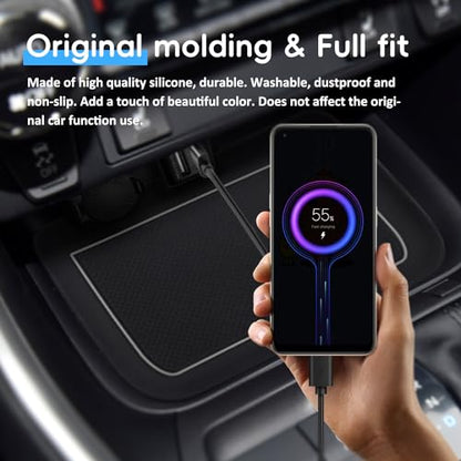 Auovo 3D Cup Holder Insert Liners Compatible with Toyota RAV4 Accessories 2025 2024 2023 2022 2021 2020 2019 Car Custom Cup Holder Mats Pads 4-pc Set (Gray Trim) - color: Gray, size: 4PCS