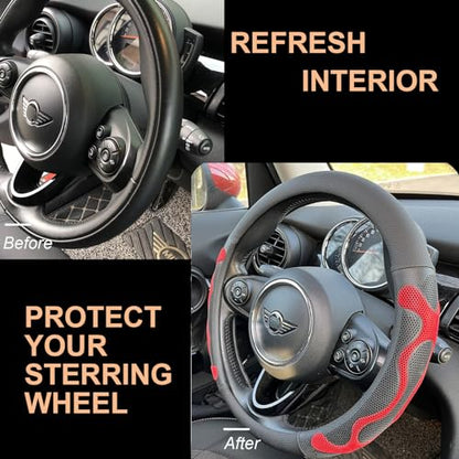 PINCTROT Large Size Comfy Grip Steering Wheel Cover, Anti-Slip Design, 15.5-15.75 Inch(Silicone Red) - color: 2.Red, size: Large Size[15 1/2''-15 3/4'']