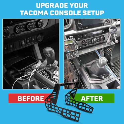 Rago Fabrication Center Console Molle Storage Panel Compatible with 3rd Gen Tacoma 2016-2023 - Pickup Interior Organizer, Modular Gear Mount System for Tablets & GPS - size: Tacoma 3rd Gen