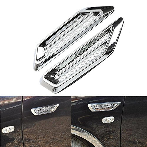 TuTuYa Car Side Mesh Vent, Universal Car Air Flow Chrome Fender Side Vent Decor Sticker Accessories,1 Pair
