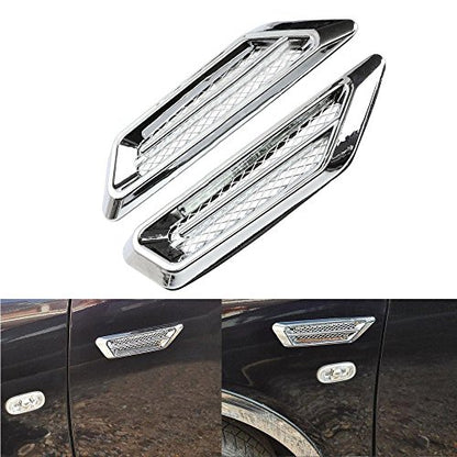TuTuYa Car Side Mesh Vent, Universal Car Air Flow Chrome Fender Side Vent Decor Sticker Accessories,1 Pair