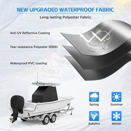 T-Top Boat Center Console Cover with Motor Cover, 1200D Heavy Duty Waterproof 95" L x 59" W x 72" H Marine Grade Tear-Resistant T-Top Console Cover Fit for Center Console and Helm - size: 95"L x 59"W x 72"H