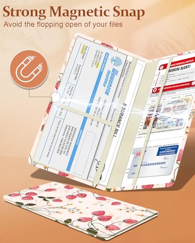 Slohif Car Registration and Insurance Holder - Strawberry Vehicle Glove Box Organizer Women with Magnetic Shut Leather Automobile License Holders Coasters Auto Accessories Case for Document - color: Strawberry