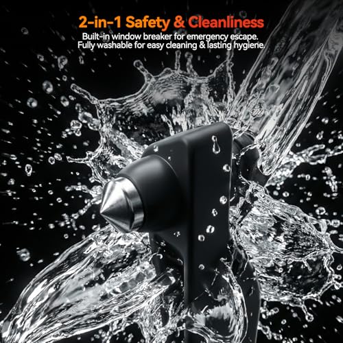 Car Seat Gap Filler with Emergency Window Breaker, Premium Silicone Seat Gap Organizer, Prevents Items from Falling, Universal Fit for All Cars, 2 Pack