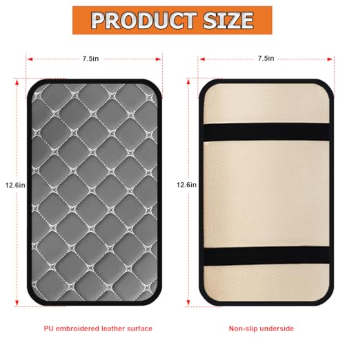 HZEL Car Center Console Cushion Pad, PU Leather Vehicle Armrest Protection Cover, Waterproof Automotive Interior Arm Rest Seat Box Mat Accessories, Universal for SUV, Sedan, Truck (Gray) - color: Gray