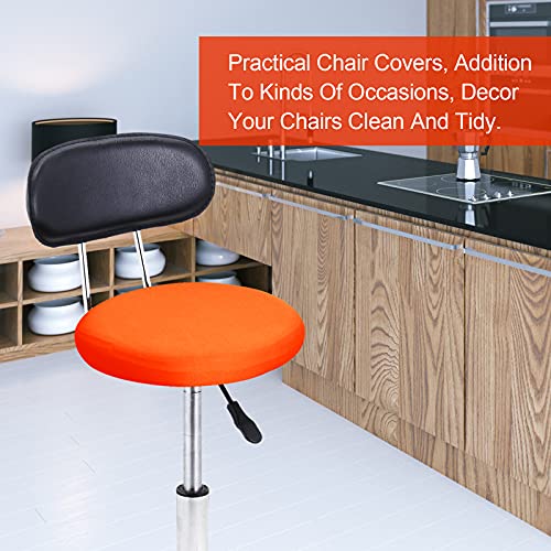 Tatuo Round Bar Stool Seat Covers Washable Stool Cushion Slipcover Elastic Bar Chair Covers for 14-17 Inch Chair (Orange, 4 Pieces) - color: Orange