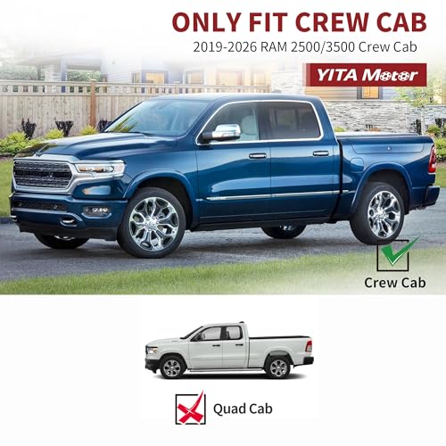 YITAMOTOR Floor Mats Fit for 2019-2025 2026 Ram 2500/3500 Crew Cab (Not for PTO KIT Models), TPE All Weather Dodge Ram 2500/3500 Floor Mats Include 1st & 2nd Row, Black - style: 2019-2025 Ram 2500/3500 Crew Cab