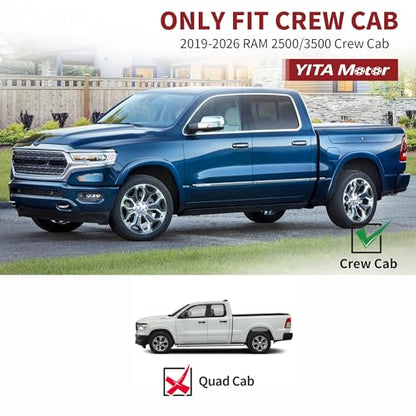 YITAMOTOR Floor Mats Fit for 2019-2025 2026 Ram 2500/3500 Crew Cab (Not for PTO KIT Models), TPE All Weather Dodge Ram 2500/3500 Floor Mats Include 1st & 2nd Row, Black - style: 2019-2025 Ram 2500/3500 Crew Cab