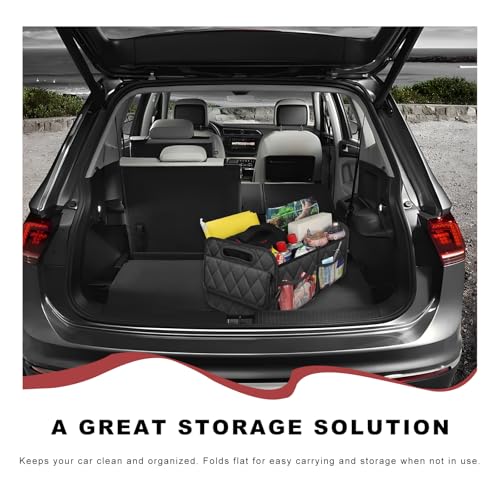 Sun Walker Car Trunk Organizer, Collapsible Auto Storage Box Cargo Organizer with Reinforced Handle, Multi-Pocket Waterproof Oxford Container for Sedan Truck SUV, Car Accessories