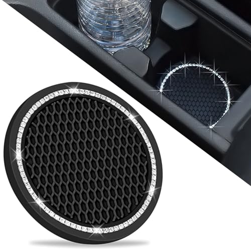 Car Cup Holder Coasters, Bling Cup Holder Insert Coaster Car Interior Accessories-2.75 inch Silicone Anti Slip Car Coaster-Universal (Pack of 2) DBlosp - color: Black