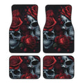 Red Roses Skull A Set of Four Printed Car Floor Mats, Including Front and Rear Carpet Floor Mats, Universal Car Floor Mats, and Truck Accessories