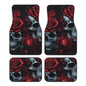 Red Roses Skull A Set of Four Printed Car Floor Mats, Including Front and Rear Carpet Floor Mats, Universal Car Floor Mats, and Truck Accessories