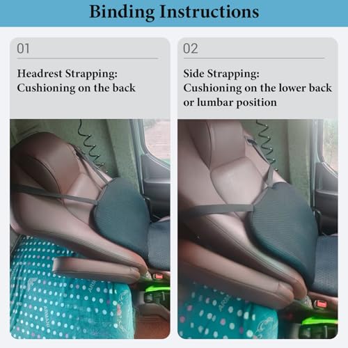 Semi Truck Seat Cushion with Lumbar Support - 2-Pieces Foldable & Separable for Truck Drivers - Pressure Relief & Enhanced Comfort - Heavy Duty Adjustable Car Seat Back Cushion for Men & Women