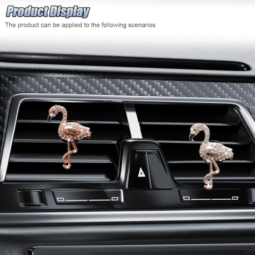 2PCS Bling Flamingo Car Dashboard Air Vent Trim Clips, Crystal Rhinestone Animal Car Air Fresheners Outlet Clip, Cute Automotive Interior Diffuser Decoration Accessories for Women (Flamingo) - size: Flamingo