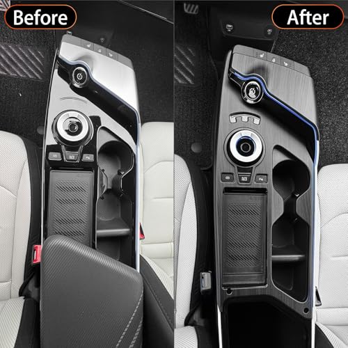 YOUTOOCAR 2PCS Gear Shift Panel Trim Covers Compatible with Kia EV6 2022-2026 Accessories (Wood Grain)