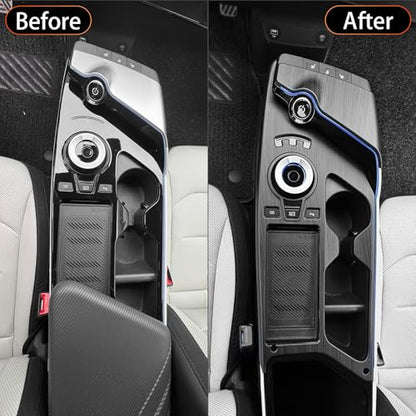 YOUTOOCAR 2PCS Gear Shift Panel Trim Covers Compatible with Kia EV6 2022-2026 Accessories (Wood Grain)