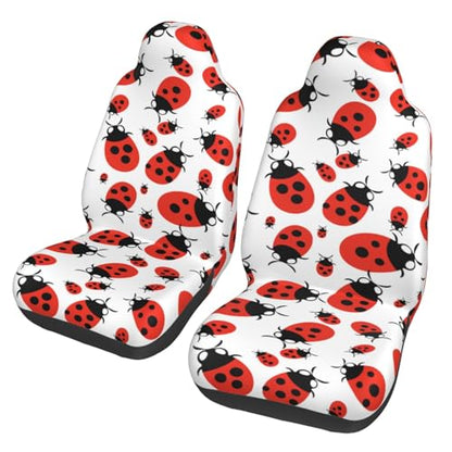 Red Ladybug Front Seat Covers 2 Pack, Vehicle Seat Protector Car Mat Covers, Fit Most Bucket Seats - color: Red Ladybug