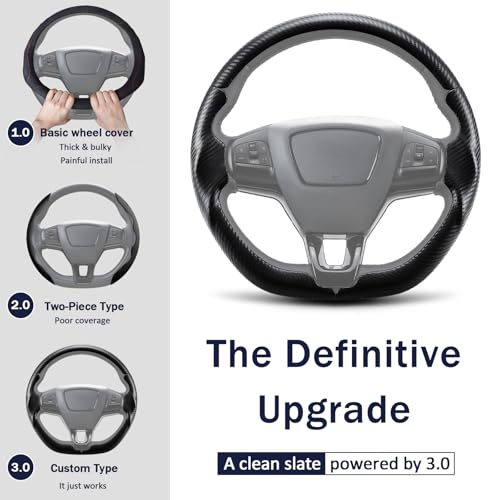 Steering Wheel Cover for Ford Mustang Mach-E 2021-2026, 3-Piece Carbon Fiber Steering Wheel Accessories Custom Fit for Ford Mach-E (Matte Black)